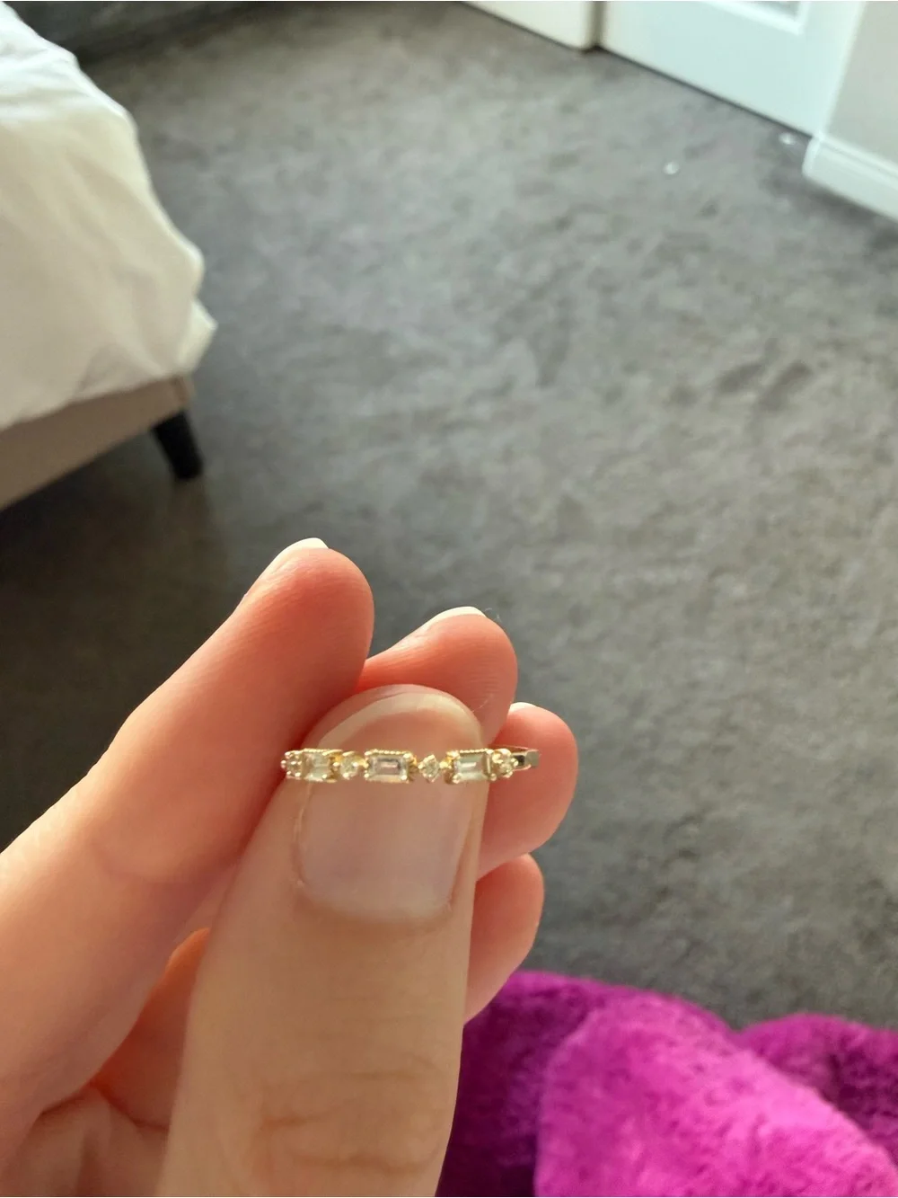 Gorjana 14k Baguette White Topaz and Diamond Ring Size 6
